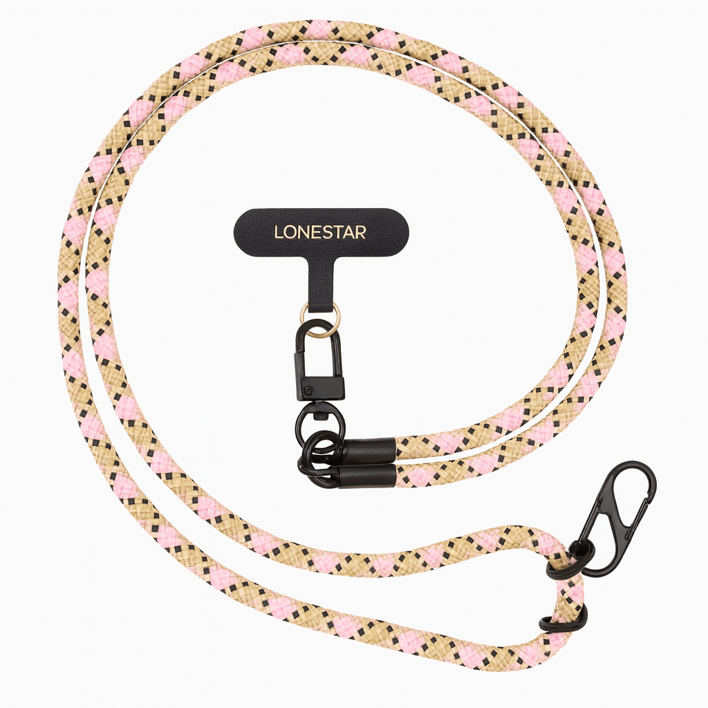 StrapFusion Rope Lanyard Stone Pink Chevron