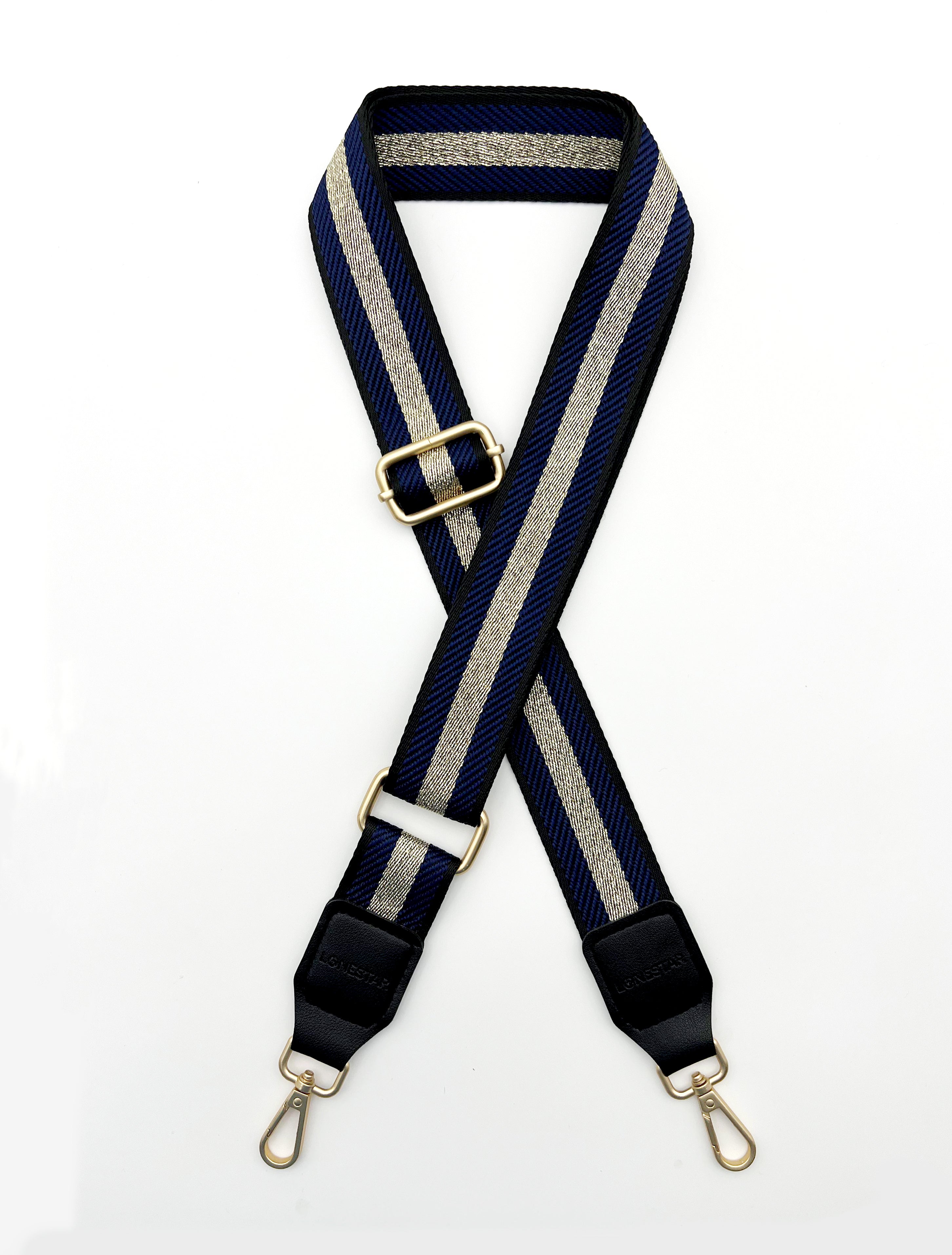 Fabric Blue Gold Striped Strap