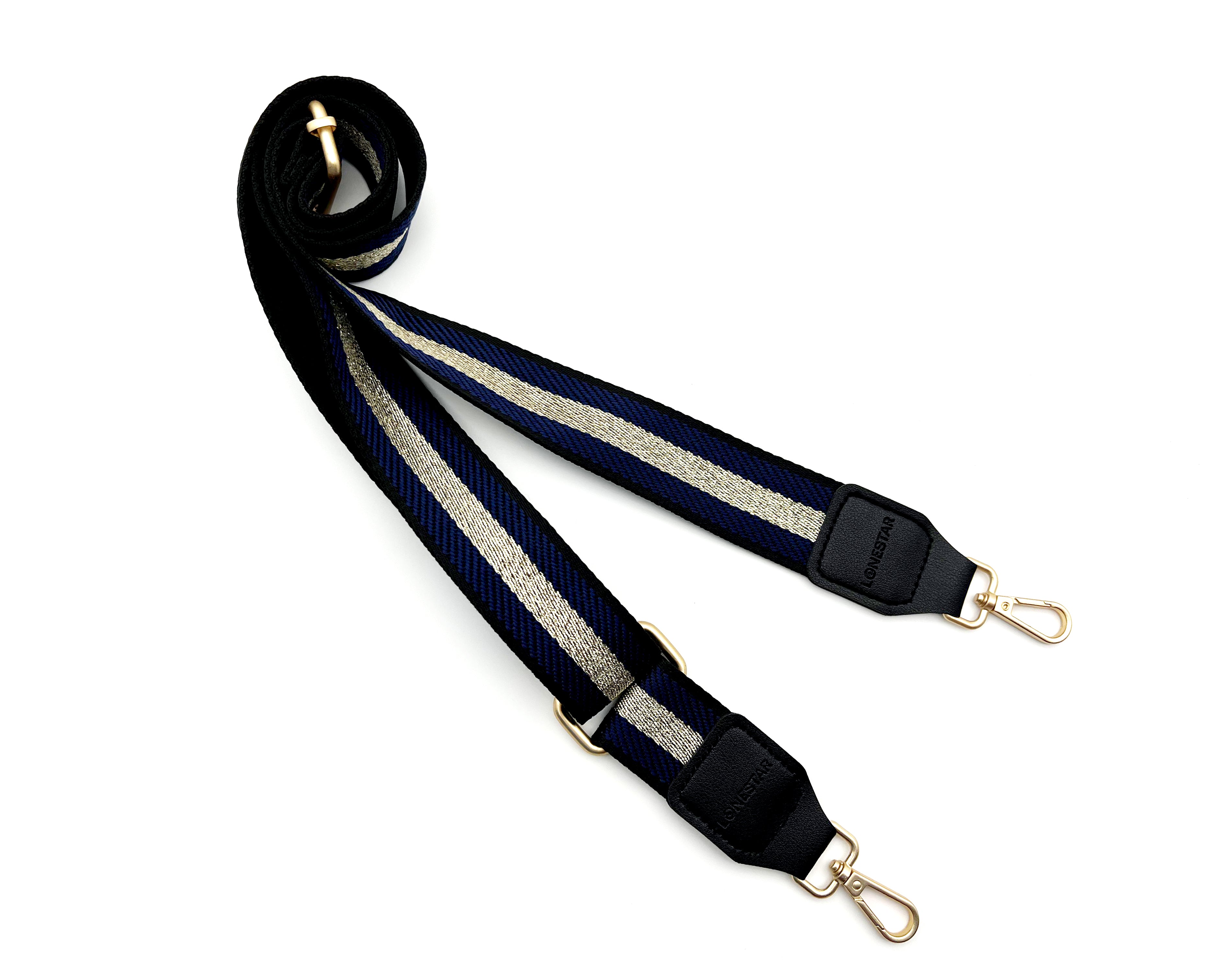 Fabric Blue Gold Striped Strap