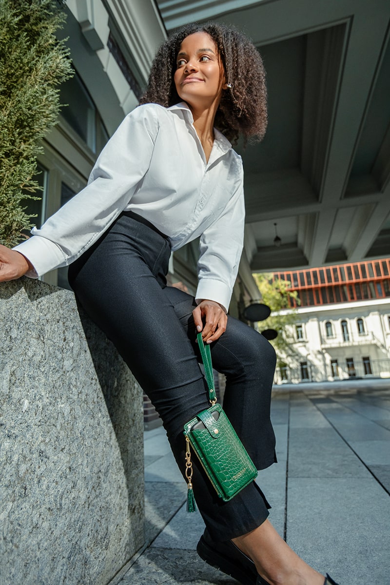 Alya Phone Case Bag Leather Rain Forest Green