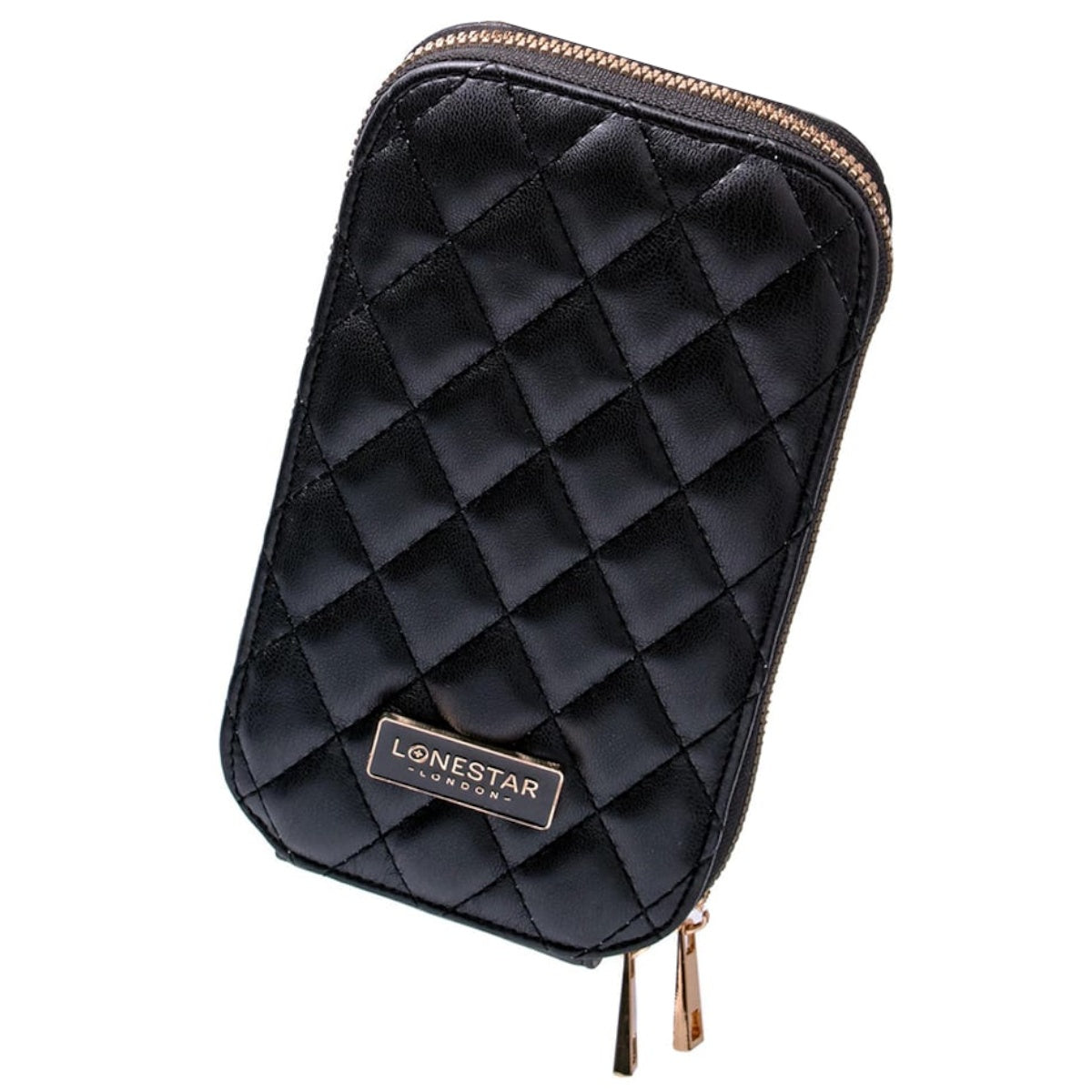 Aster Quilted Phone Bag Leather Black