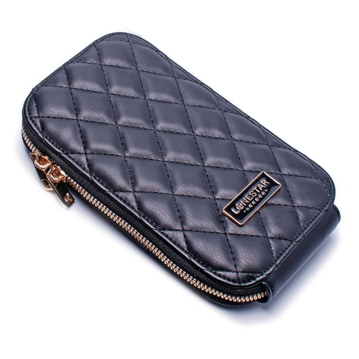 Aster Quilted Phone Bag Leather Black