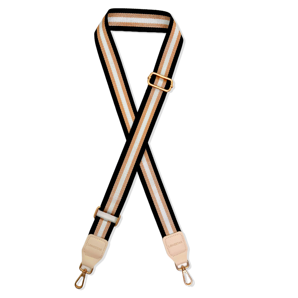 Fabric Black Gold Striped Strap