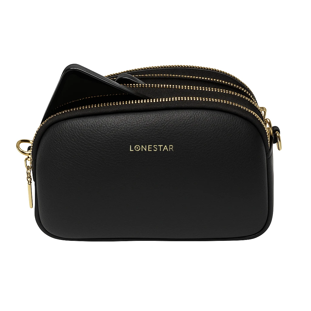 Vela Cross Body Phone Bag Leather Black