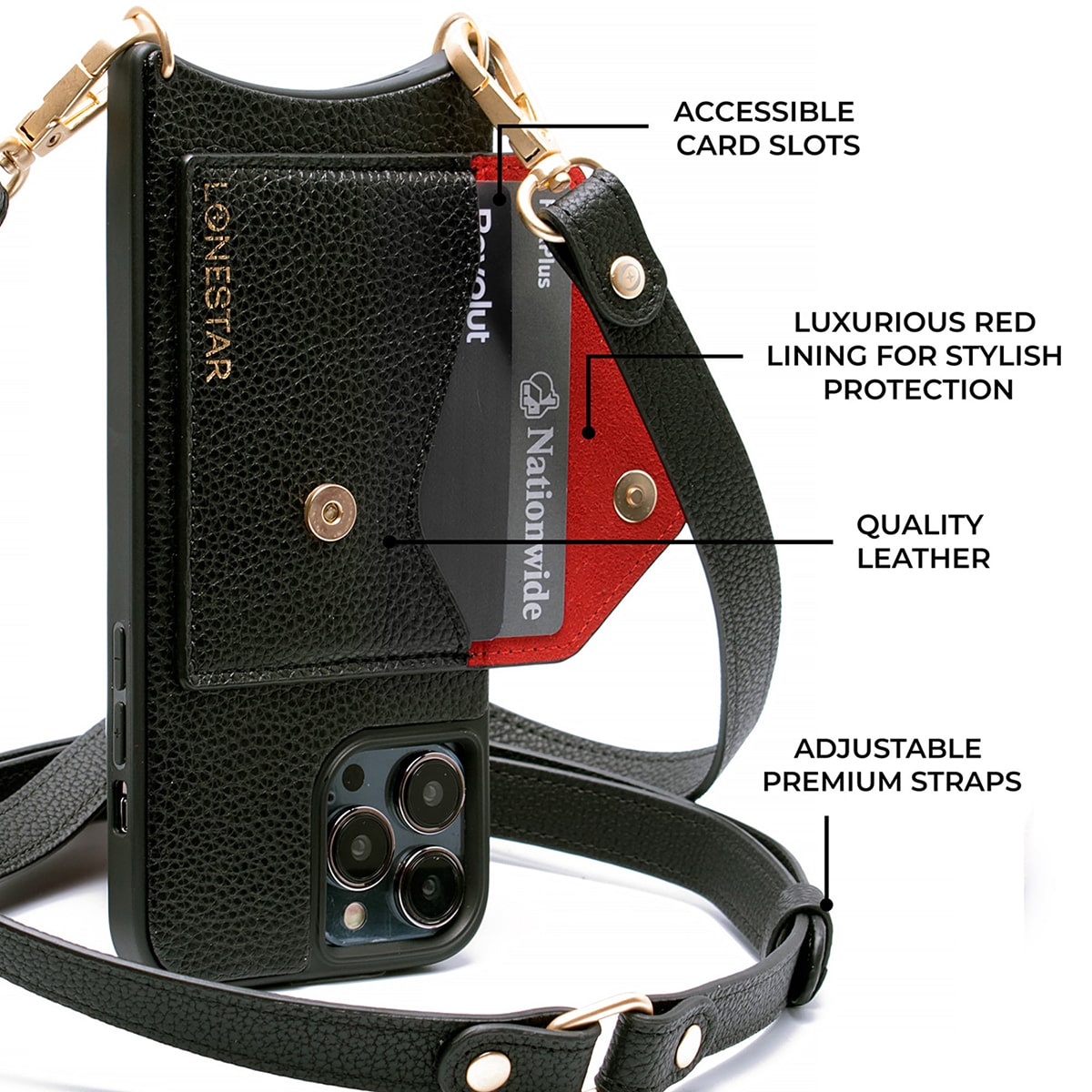 Electra Black Nylon Black Gold Star iPhone 15 Pro Max