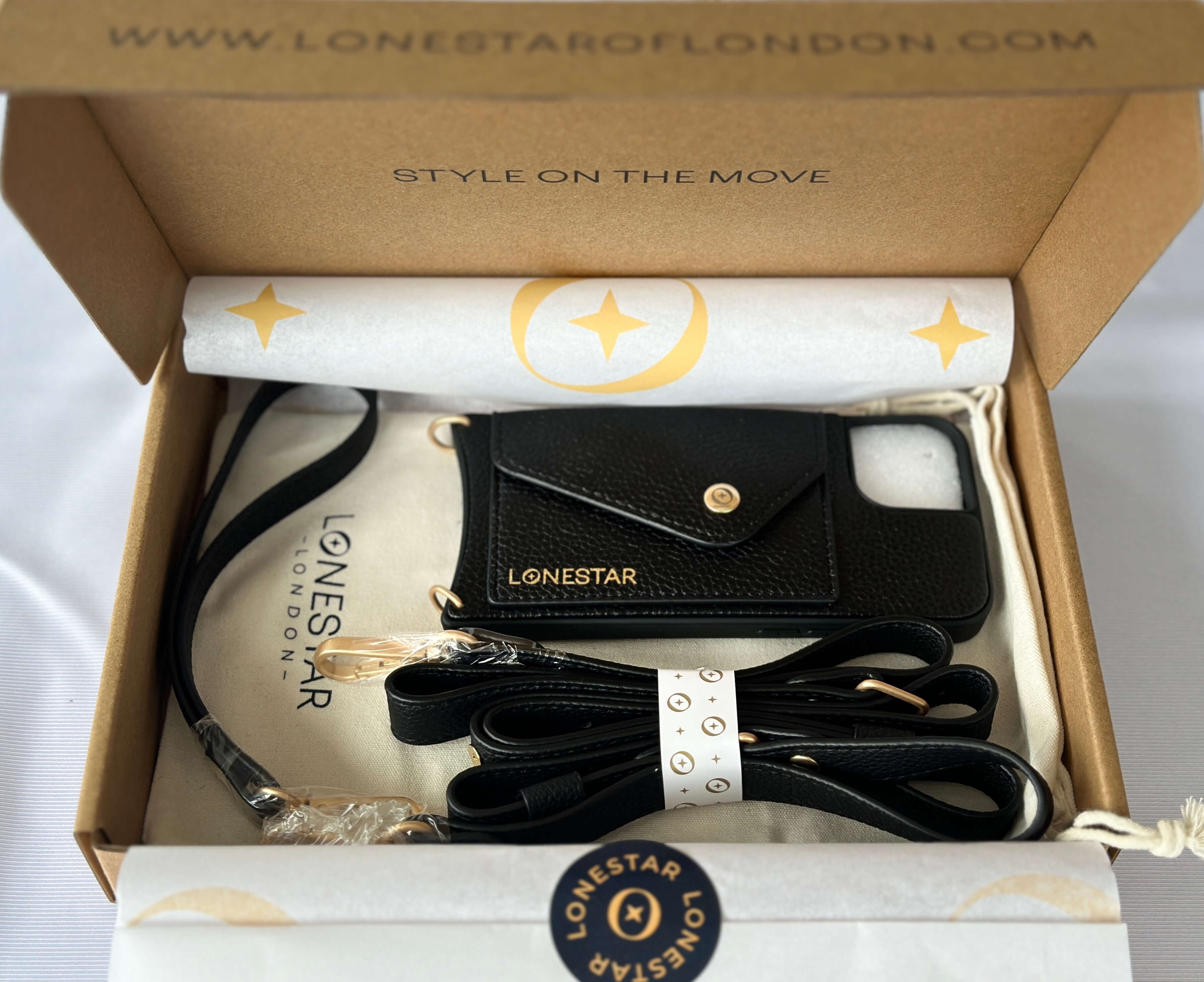 Electra Black Nylon Black Gold Star iPhone 15 Pro Max