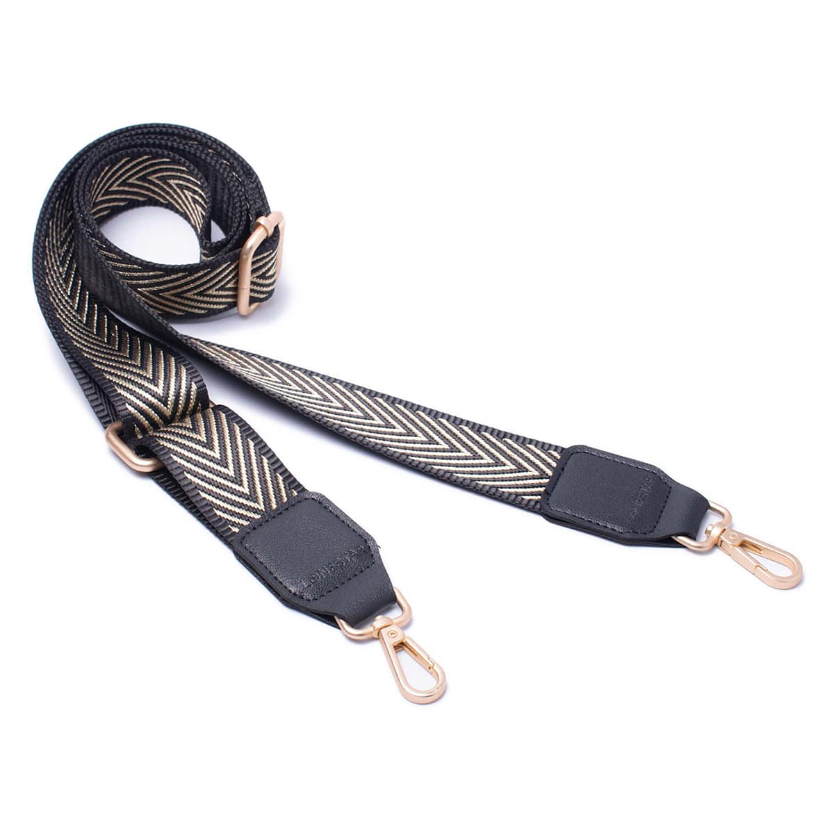 Fabric Black Gold Chevron Strap