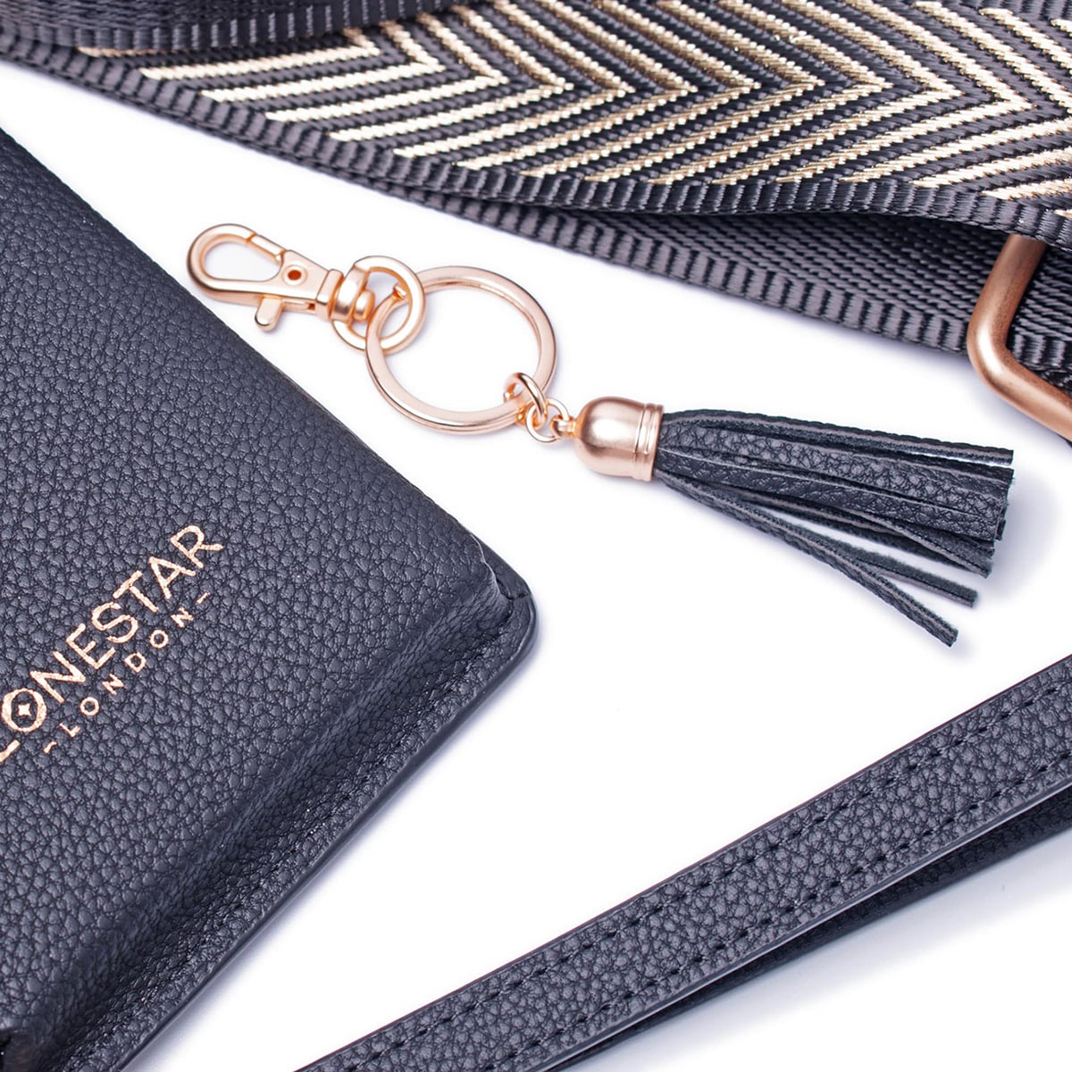 Fabric Black Gold Chevron Strap