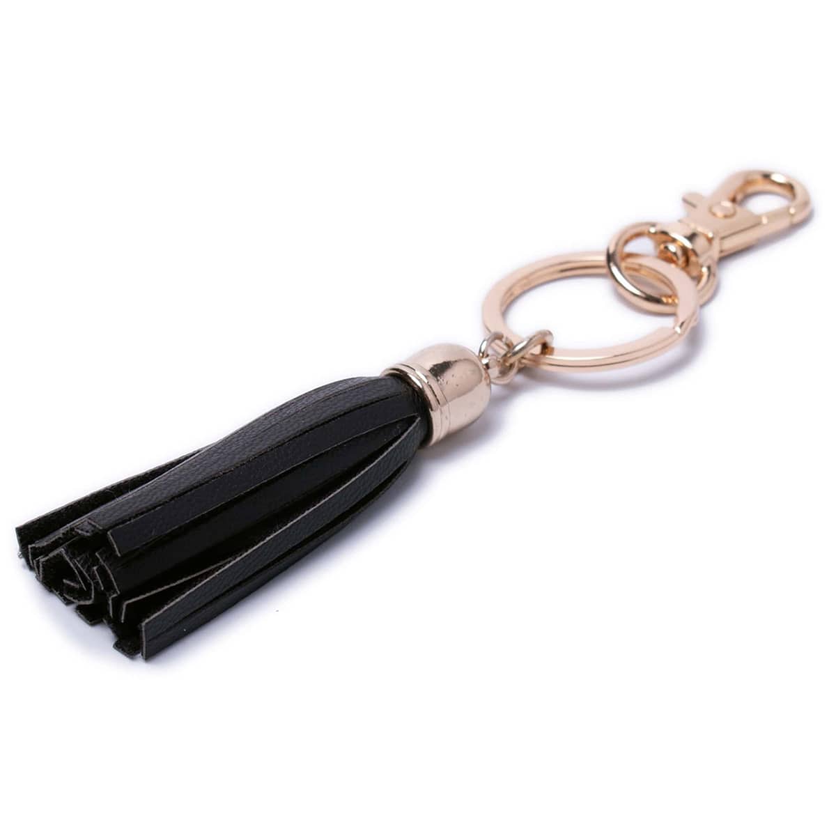 Black Shiny Gold Tassel Keyring