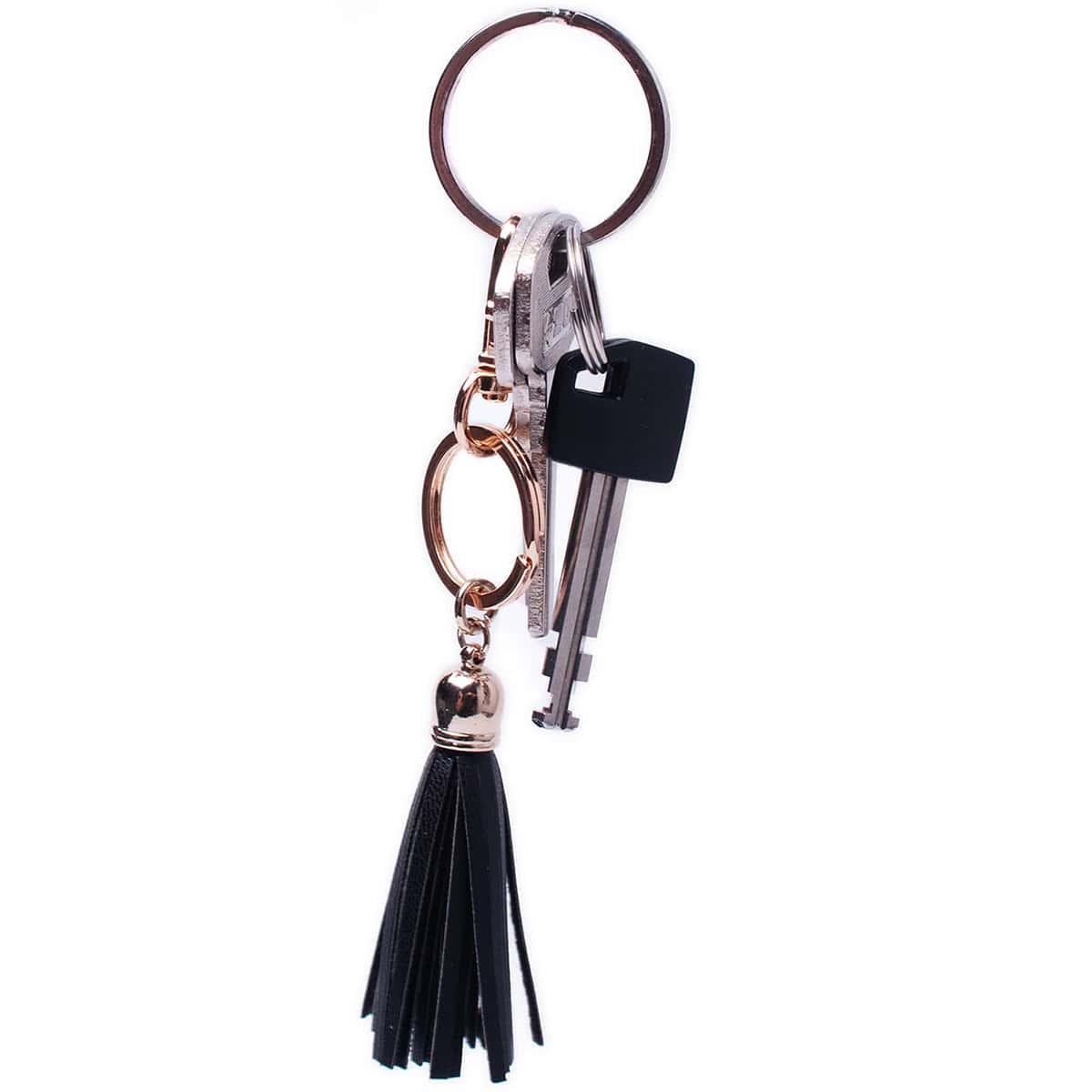Black Shiny Gold Tassel Keyring