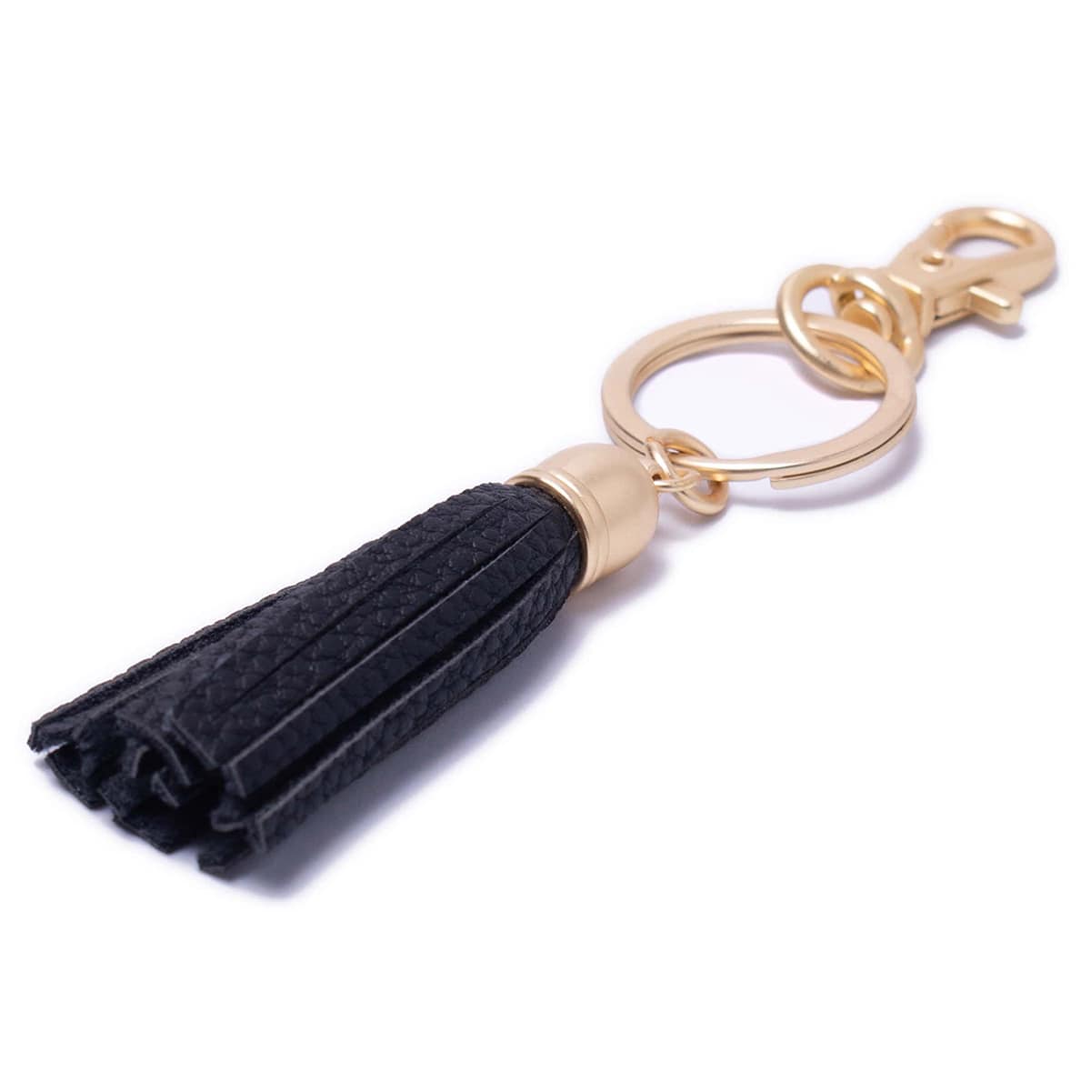 Black Brushed Gold Tassel Keyring