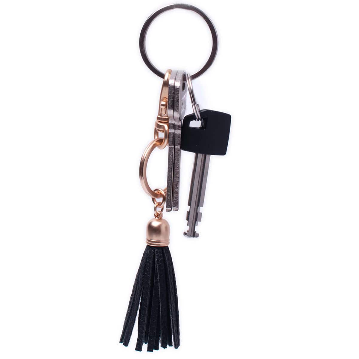 Black Brushed Gold Tassel Keyring