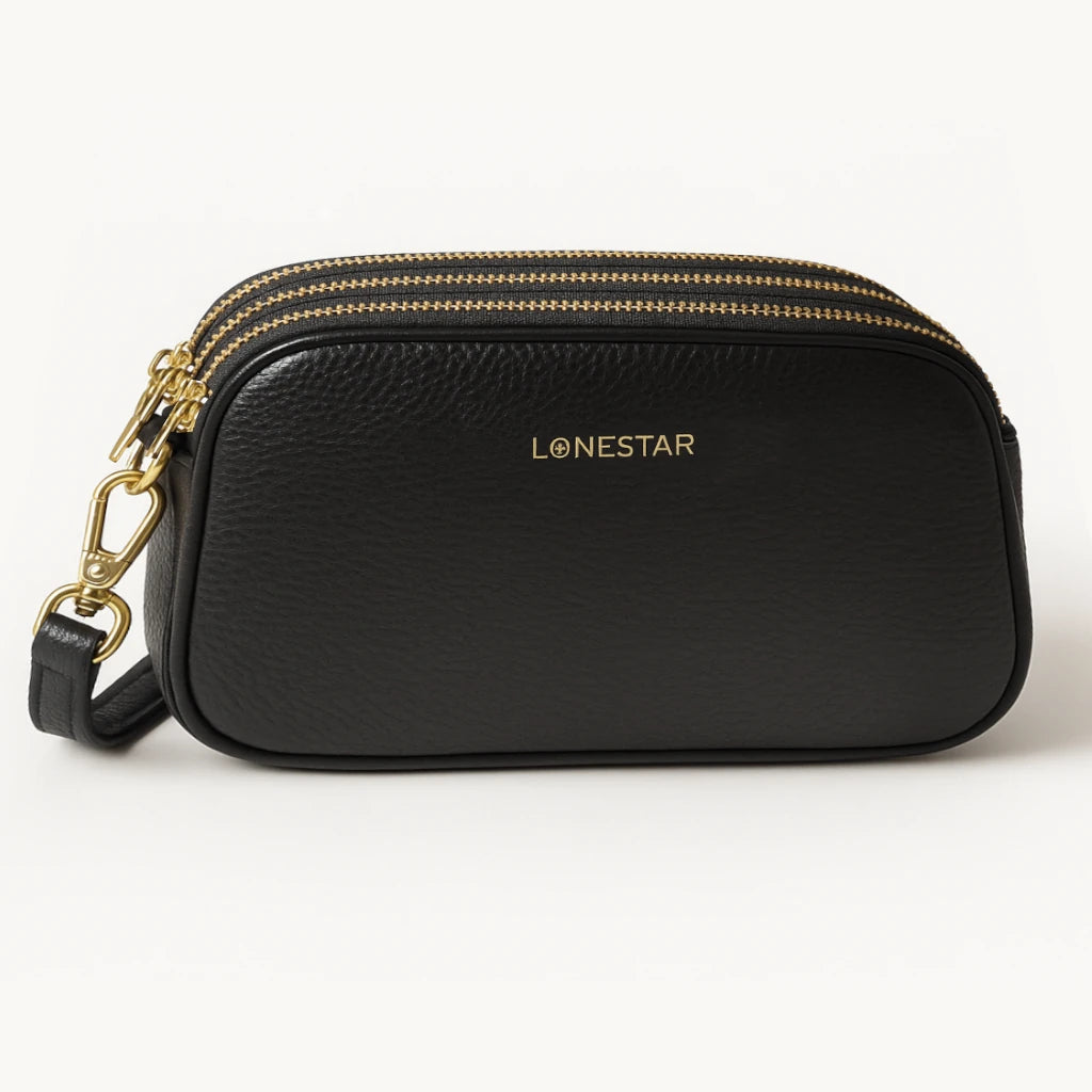 Vela Cross Body Phone Bag Leather Black
