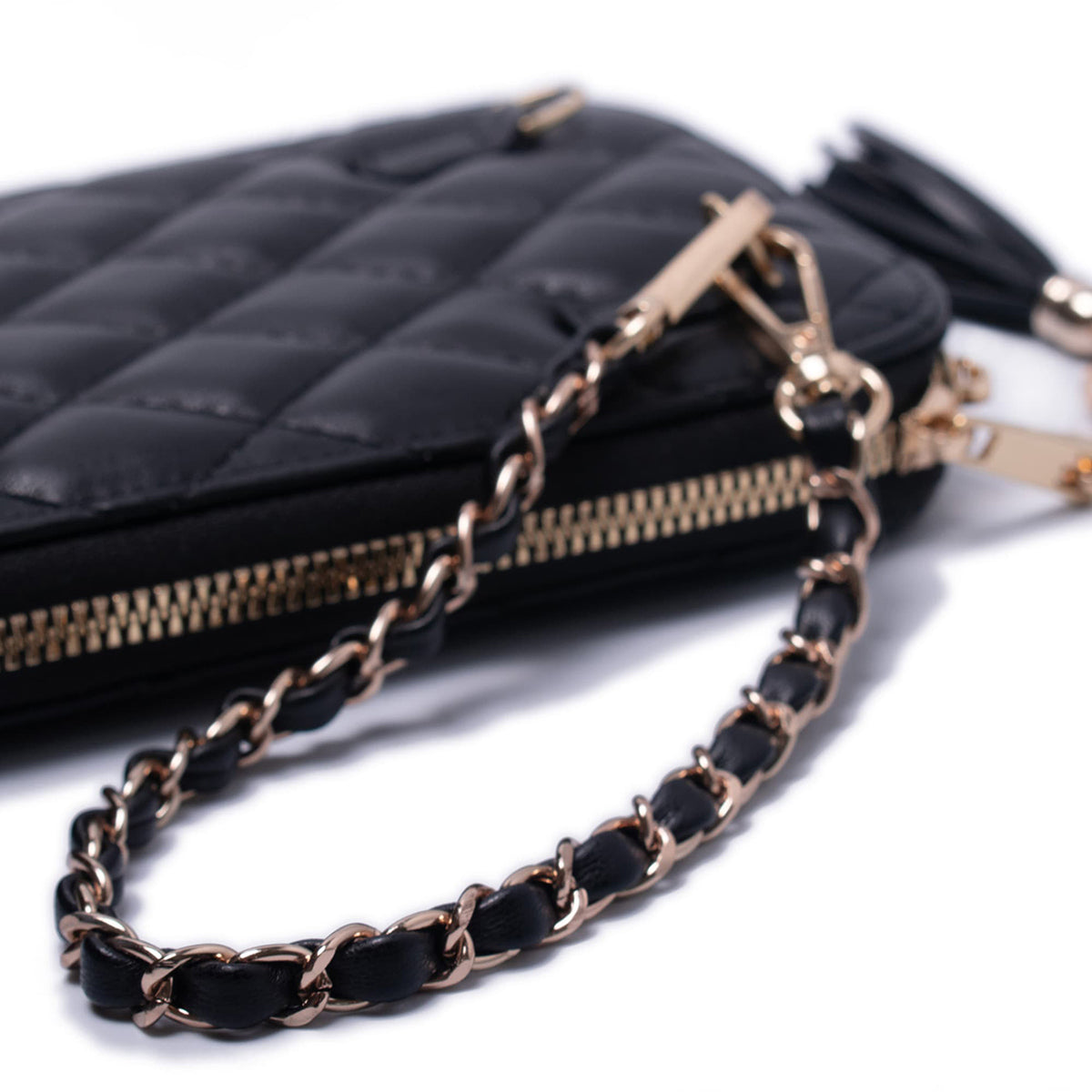 Black Gold Leather Wristlet