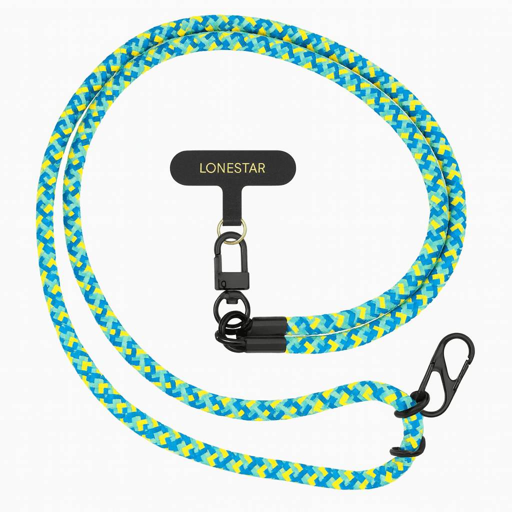 StrapFusion Rope Lanyard Lime Blue Chevron